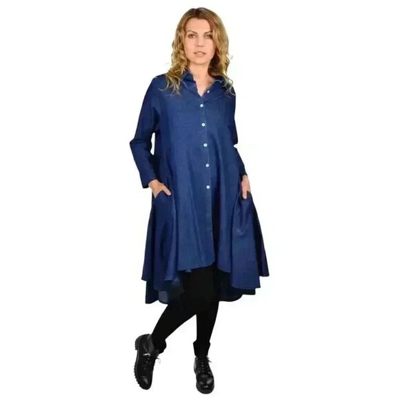 Step in Style Women's Dark Wash Cotton/Poly Denim Dress NEW - Picture 2 of 13